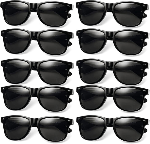 Black Sunglasses Bulk - (Pack of 12) Premium Retro Party Sunglasses for Birthdays, Weddings, Bachelorette, Bachelor, Photo Booth Prop Eyewear Shades - Adult or Kids Unisex Party Favor Supplies