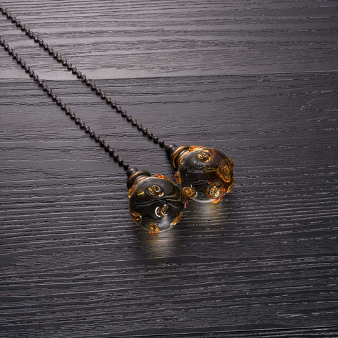 Crystal Ceiling Fan Pull Chains Hanging Amber Point Pendants Prism Pack Of 2