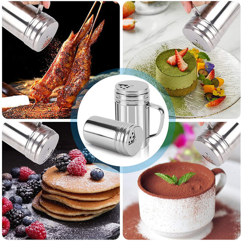 Accmor Salt and Pepper Shakers with Handle, Spice Dispenser with Adjustable Pour Holes, Stainless Steel Shakers for Salt/Pepper/Cinnamon/Powder Sugar