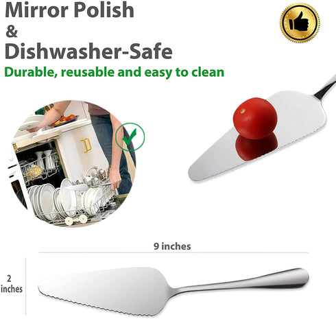 KISTVO 9-Inch Stainless Steel Pie Server, Cake Cutter Pie Pastry Server, Dessert Server for Cake Cheese Pie, Serrated Edge, Ergonomic Handle and Dishwasher-safe