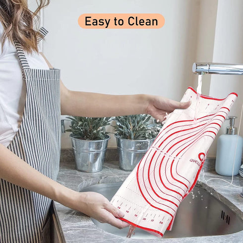 Silicone Pastry Mat Extra Large Non Slip with Measurement, Non Stick, Large and Thick, for Fondant, Rolling Dough, Pie Crust, Pizza and Cookies - BPA Free Easy Clean Kneading Matts,16" x 24", Red