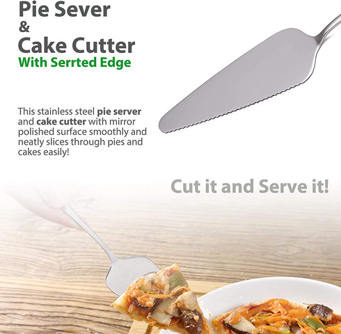 KISTVO 9-Inch Stainless Steel Pie Server, Cake Cutter Pie Pastry Server, Dessert Server for Cake Cheese Pie, Serrated Edge, Ergonomic Handle and Dishwasher-safe
