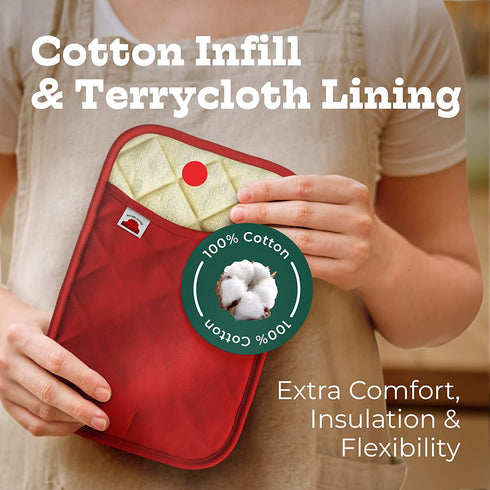 Big Red House Pot Holders for Kitchen Heat Resistant, Set of 2, Silicone Pot Holders for Kitchen and Baking, Red