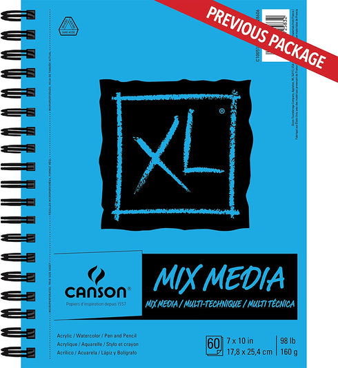 Canson 100510926 XL Mix Media Paper Pad, 98 Pound, 7 x 10 Inch, 60 Sheets