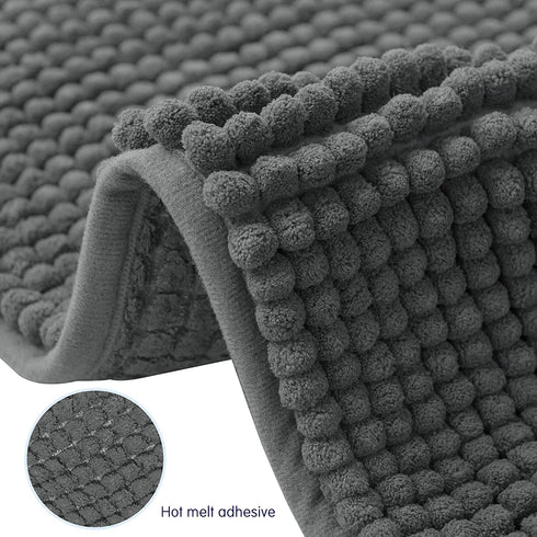 subrtex Bathroom Rugs Chenille Bath Rug Soft Short Plush Bath Mat Soft Shower Mat Water Absorbent Shower Mat Quick Dry Machine Washable(Gray,16" x 24")