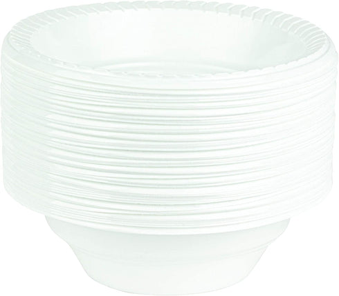 Plasticpro Round Plastic Bowls Microwaveable, Disposable, White, (50, 16 ounce)