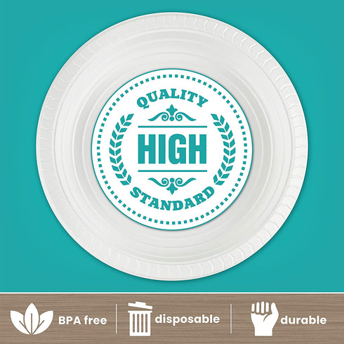 Plasticpro Round Plastic Bowls Microwaveable, Disposable, White, (50, 16 ounce)