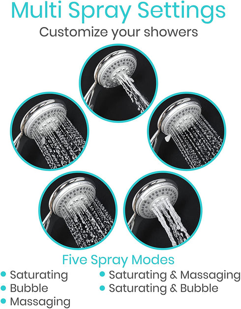 Vive Handheld Shower Head - 2 in 1, Long Hose, High Pressure, Chrome Finish Bathroom Faucet Kit with Large Waterfall Rainfall Head - Universal Adapter Holder Mount for Wall - Clean Overhead Rain Style