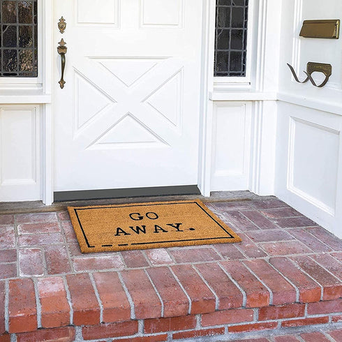 Go Away Nonslip Welcome Doormat, Natural Coco Coir Mat (17 x 30 in)