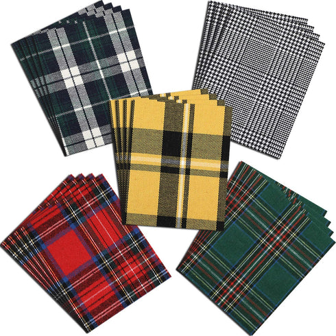 20 Pieces Iron-on Plaid Patches Buffalo Fabric Plaid Patches Heat Transfer Vinyl Plaid Patches Plaid Iron on Repair Patch for Christmas Clothing Jeans Repair Decor, 5 Styles