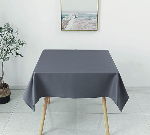 Biscaynebay Textured Fabric Tablecloth 54 X 54 Inches Square, Dark Grey Water Resistant Spill Proof Tablecloths for Dining, Kitchen, Wedding and Parties, Machine Washable