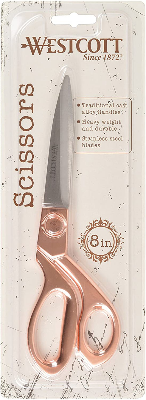 Westcott 8" Stainless Steel Rose Gold Scissors For Office & Home (16968)