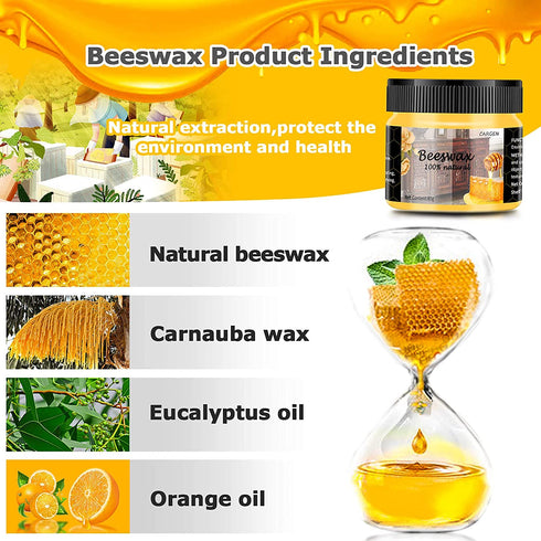 CARGEN Beeswax Furniture Polish, Wood Seasoning Beeswax for Furniture Wood Polish for Floor Tables Chairs Cabinets for Home Furniture to Protect and Care 1pcs Wood Wax and Sponge