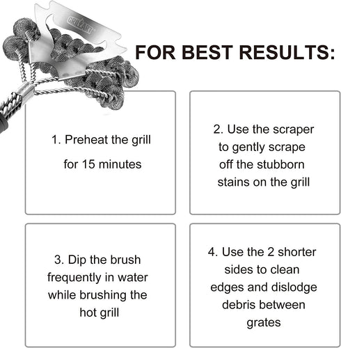 GRILLART Grill Brush and Scraper Bristle Free, 17-Inch Grill Cleaning Brush, Stainless Steel