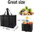 2-Pack, XL-Large Insulated Grocery shopping bags, Black, reusable bag,thermal zipper,Collapsible,tote,cooler,food transport hot and cold,for instacart,camping,Recycled Material delivery groceries