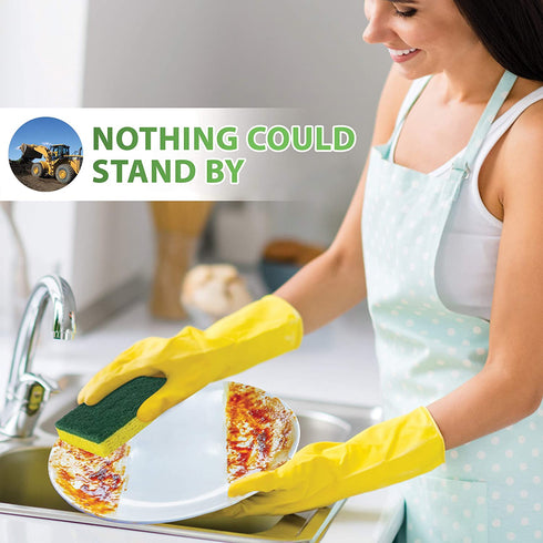 SCRUBIT Heavy Duty Scrub Sponges - Dishwashing Sponge Along with A Thought Scouring Pad -Ideal for Cleaning Kitchen ,Dishes, Bathroom- Yellow- 24 Dish sponges