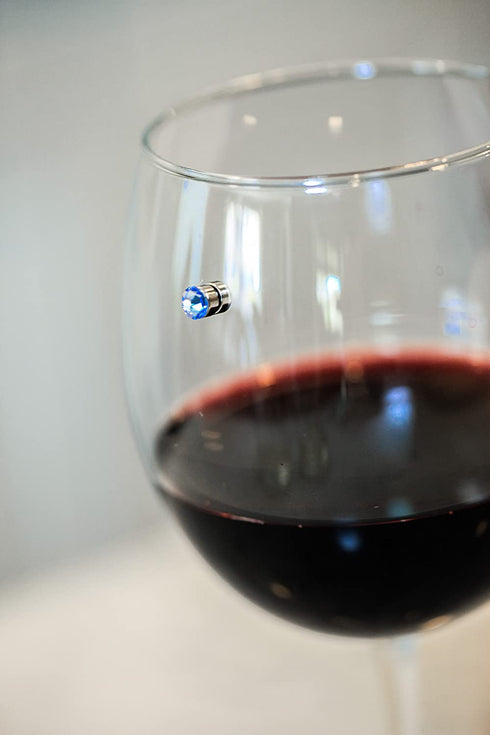 Simply Charmed Crystal Magnetic Wine Glass Charms Set of 12 Glass Markers that Work on Stemless Glasses - Gift / Storage Box Included