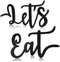 2 Pieces Wooden Let's Eat Sign, Rustic Black Cutout Eat Kitchen Decor, Kitchen Hanging Wall Plaque Farmhouse Wall Sign for Home Kitchen Dining Living Room Decoration