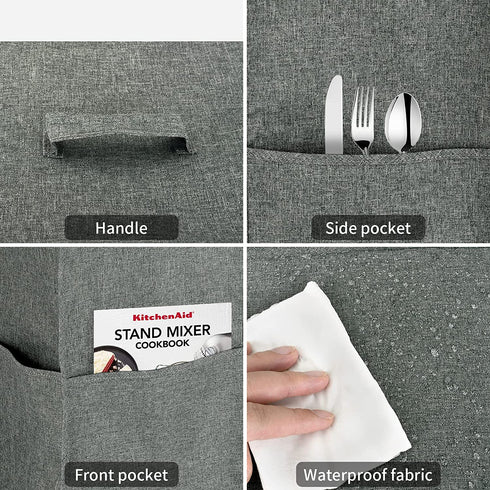 Blender Dust Cover with Accessory Pocket Compatible with Ninja Foodi, Waterproof,Easy Clean,Grey
