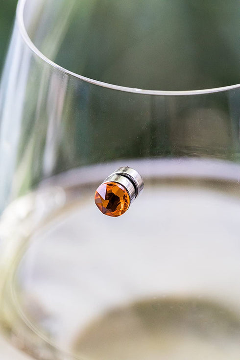 Simply Charmed Crystal Magnetic Wine Glass Charms Set of 12 Glass Markers that Work on Stemless Glasses - Gift / Storage Box Included