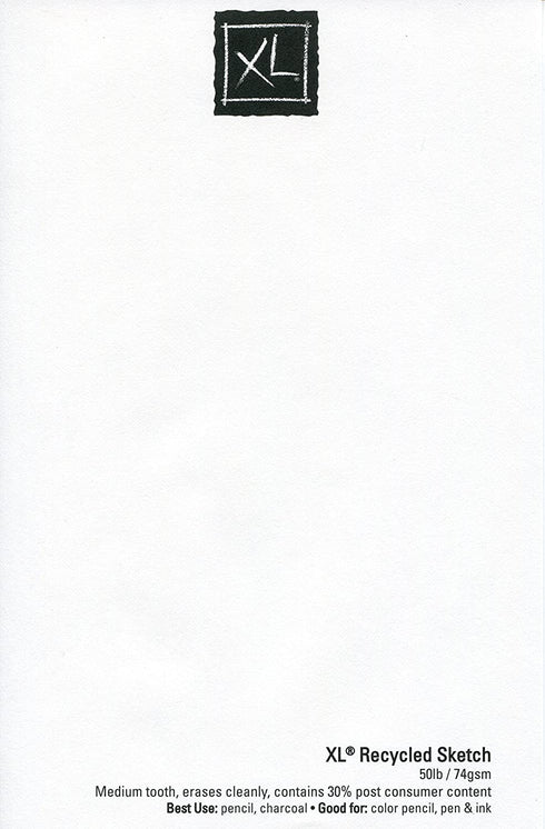 Canson XL Series Recycled Paper Sketch Pad, Side Wire Bound, 50 Pound, 9 x 12 Inch, 100 Sheets