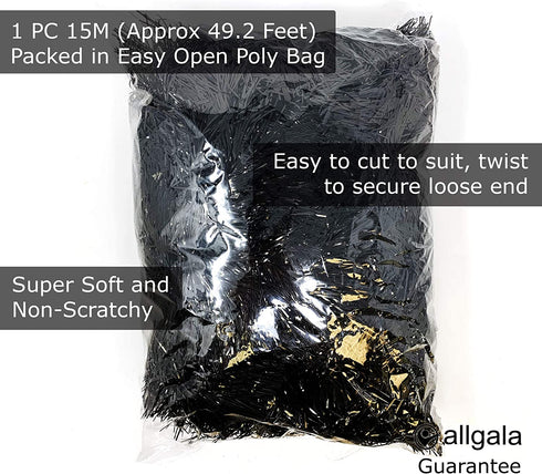 Allgala 50 Feet Christmas Foil Tinsel Garland Decoration for Holiday Tree Walll Rail Home Office Event-Black-XG93202