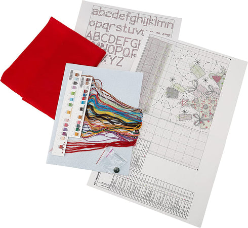 Dimensions Counted Cross Stitch 'Santa's Sidecar' Personalized Christmas Stocking Kit, 14 Count Light Blue Aida, 16"