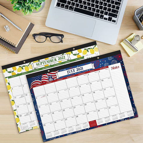 2022 Desk Calendar - Monthly Desk/Wall Calendar, 16.9" — 12.1", Jan 2022 - Dec 2022, Large Ruled Blocks + Premium Thick Paper + Corner Protectors - 12 Different Themes
