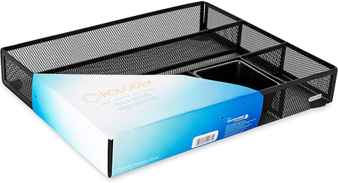 Rolodex Deep Desk Drawer Organizer, Metal Mesh, Black (22131) 11.75 inches long by 15.25 inches wide