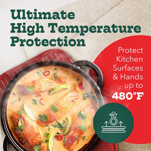 Big Red House Pot Holders for Kitchen Heat Resistant, Set of 2, Silicone Pot Holders for Kitchen and Baking, Red