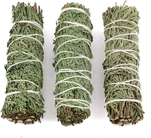 Cedar Smudge Sticks 3 Pack for Cleansing House, Meditation, Yoga, Negative Energy Cleanse, and Smudging with Starter Guide | 4 Inch Organic Cedar Sage Bundles