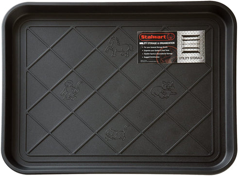 Stalwart 75-ST6013 All Weather Boot Tray €“ Water Resistant Plastic Utility Shoe Mat €“ Indoor Outdoor Doormats for Use in All Seasons, Small, Black