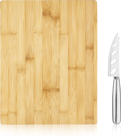 True Appetize Bamboo Cheese Board and Knife Set, Bamboo Wood and Stainless Steel, 12.2" by 10", Cheese Service, Entertaining Gift Set