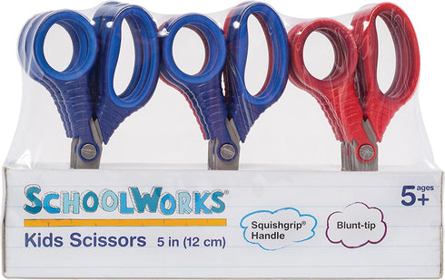 Schoolworks 153520-1004 Back to School Supplies, Kids Scissors Bulk Blunt-tip, 5 Inch, 12 Pack, Red/Blue