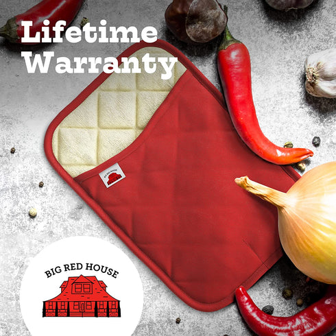 Big Red House Pot Holders for Kitchen Heat Resistant, Set of 2, Silicone Pot Holders for Kitchen and Baking, Red