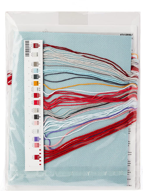 Dimensions Counted Cross Stitch 'Snow Bears' Personalized Christmas Stocking Kit, 14 Count Blue Aida Cloth, 16''