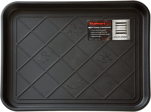 Stalwart 75-ST6013 All Weather Boot Tray €“ Water Resistant Plastic Utility Shoe Mat €“ Indoor Outdoor Doormats for Use in All Seasons, Small, Black