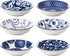 Selamica 2.5oz Ceramic Dip Bowls Set, Porcelain Dip Mini Bowls Soy Sauce Dish, dipping Bowls, Appetizer side dishes for party, family, pack of 6(Vintage Blue)