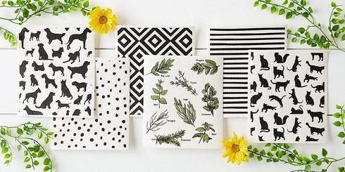 DII Swedish Dishcloth Set Cleaning Collection, 7.75 x 6.75, Black & White, 3 Piece