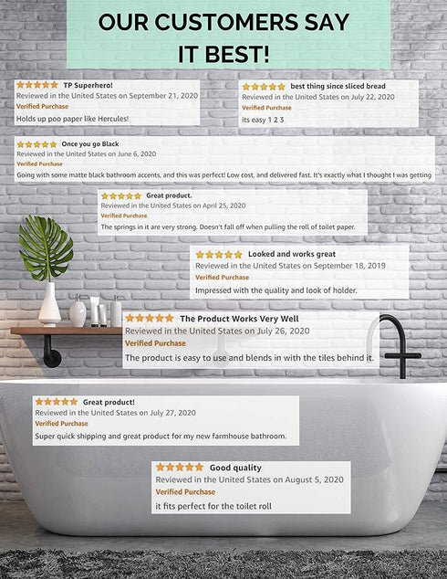 Black Toilet Paper Roller - Extra Long 7 inches Length - Toilet Paper Holder Roller Replacement- Plastic Toilet Paper Holder Replacement Rod - Toilet Paper Holder Spring Loaded fits Extra Large Tissue Rolls