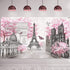 Paris Tapestry Backdrop Paris Wall Art Eiffel Tower Photo Banner Background European City Landscape Pink Wall Hanging Decor for Living Room Girl Bedroom Paris Themed Party Decoration, 72.8 x 43.3 Inch