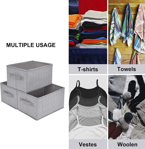 GRANNY SAYS Storage Baskets for Shelves, Gray Storage Bins, Storage Boxes Decorative for Living Room, Medium, 3-Pack