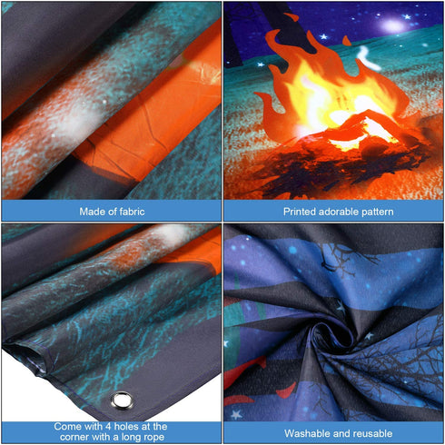 Blulu Forest Scene Camping Backdrop Supplies Camping Photography Background Photo Shoot Backdrop Party Decoration for Camping Theme Party Birthday Party Baby Shower