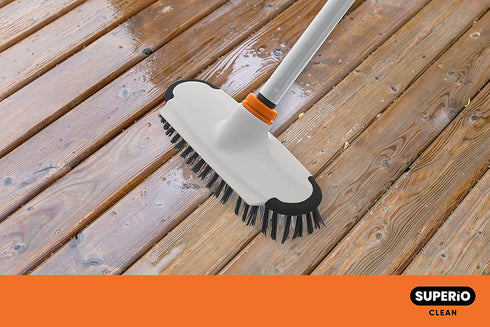 Superio Deck Scrub Brush Head, Heavy Duty Stiff Bristles Grout Scrubber with Scraper - Cleans Hot Tub, Swimming Pool, Granite Tiles, Bathroom, Patio, Kitchen, Wall and Deck (Refill Brush Head)