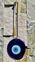 Lucky Blue Evil Eye Hanging Glass Amulet, Evil Eye Represents The All Seeing Eye of God Symbol, Glass on a Silver Chain, Beautiful Accessory for Car, Home, Great Gift - 2.4€? X 5.7€?
