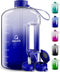 AQUAFIT Half Gallon Water Bottle with Straw Half Gallon Water Jug Motivational Water Bottle 64 Ounce Water Bottle with Time Marker Large Water Bottle Big Water Bottle 1/2 Gallon Water Jug Big Water Jug Dark Blue Fade