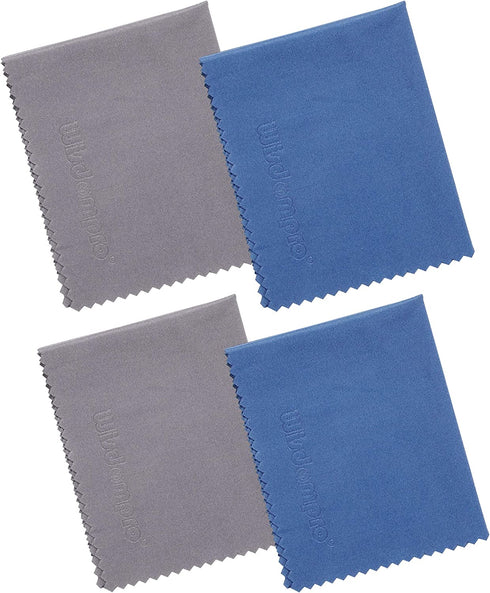 Large 4-Pack Microfiber Cleaning Cloth for Laptop, Computer Screen, Camera, Lens, Eyeglass, Phone, iPhone, iPad, Tablet, LCD TV and Other Delicate Surface(12x8.25, 13.5x8.63 Inches Blue and Grey)