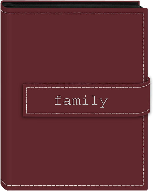 Pioneer Photo Albums EXP-46/BF 36-Pocket 4 by 6-Inch Embroidered "Family" Strap Sewn Leatherette Cover Photo Album, Mini, Burgundy