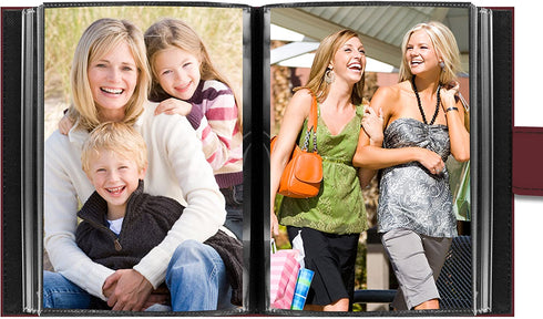 Pioneer Photo Albums EXP-46/BF 36-Pocket 4 by 6-Inch Embroidered "Family" Strap Sewn Leatherette Cover Photo Album, Mini, Burgundy