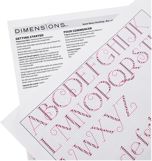 Dimensions Counted Cross Stitch 'Snow Bears' Personalized Christmas Stocking Kit, 14 Count Blue Aida Cloth, 16''